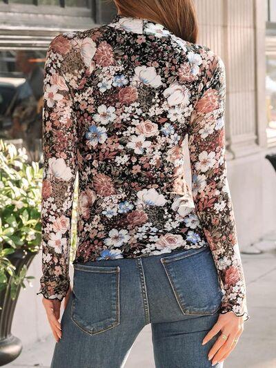Lovelet Mock Neck Long Sleeve Top - Curated by tt