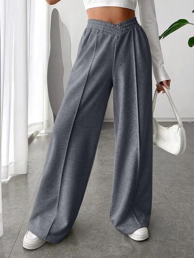 Elastic Waist Wide Leg Pants - Curated by tt