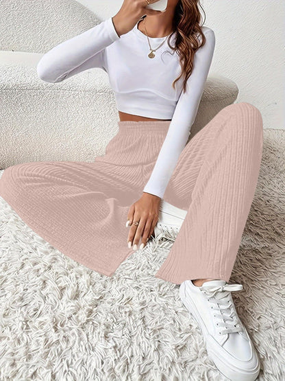 Ribbed High Waist Pants - Curated by tt