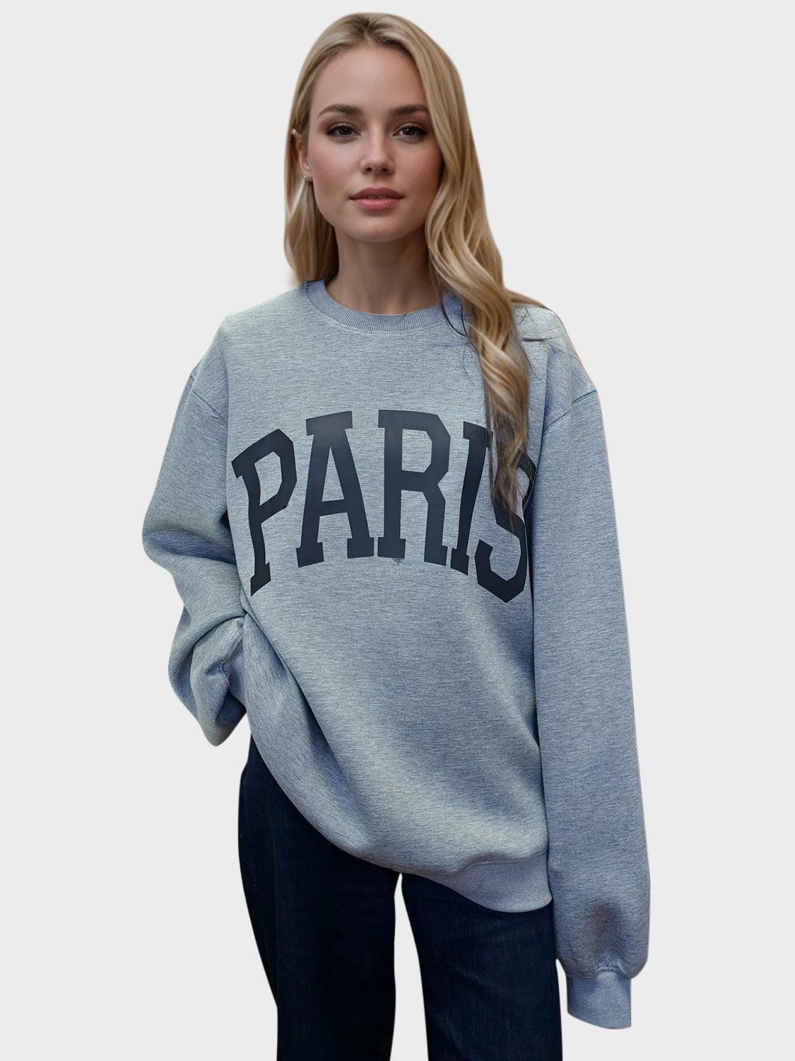 Basic Bae PARIS Round Neck Long Sleeve Air Scuba Sweatshirt - Curated by tt