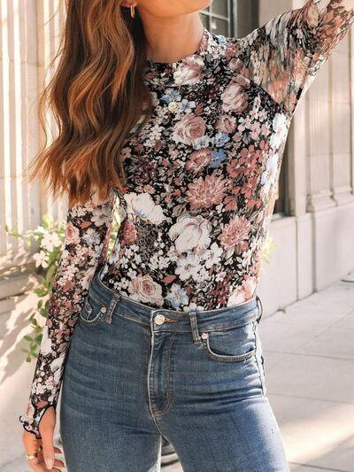 Lovelet Mock Neck Long Sleeve Top - Curated by tt