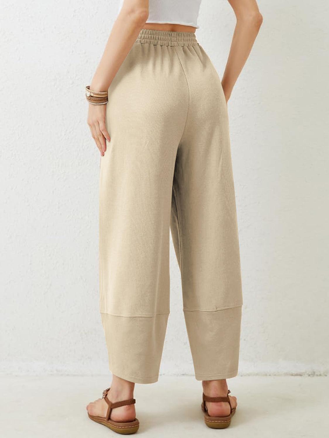 Lovelet Elastic Waist Wide Leg Pants - Curated by tt