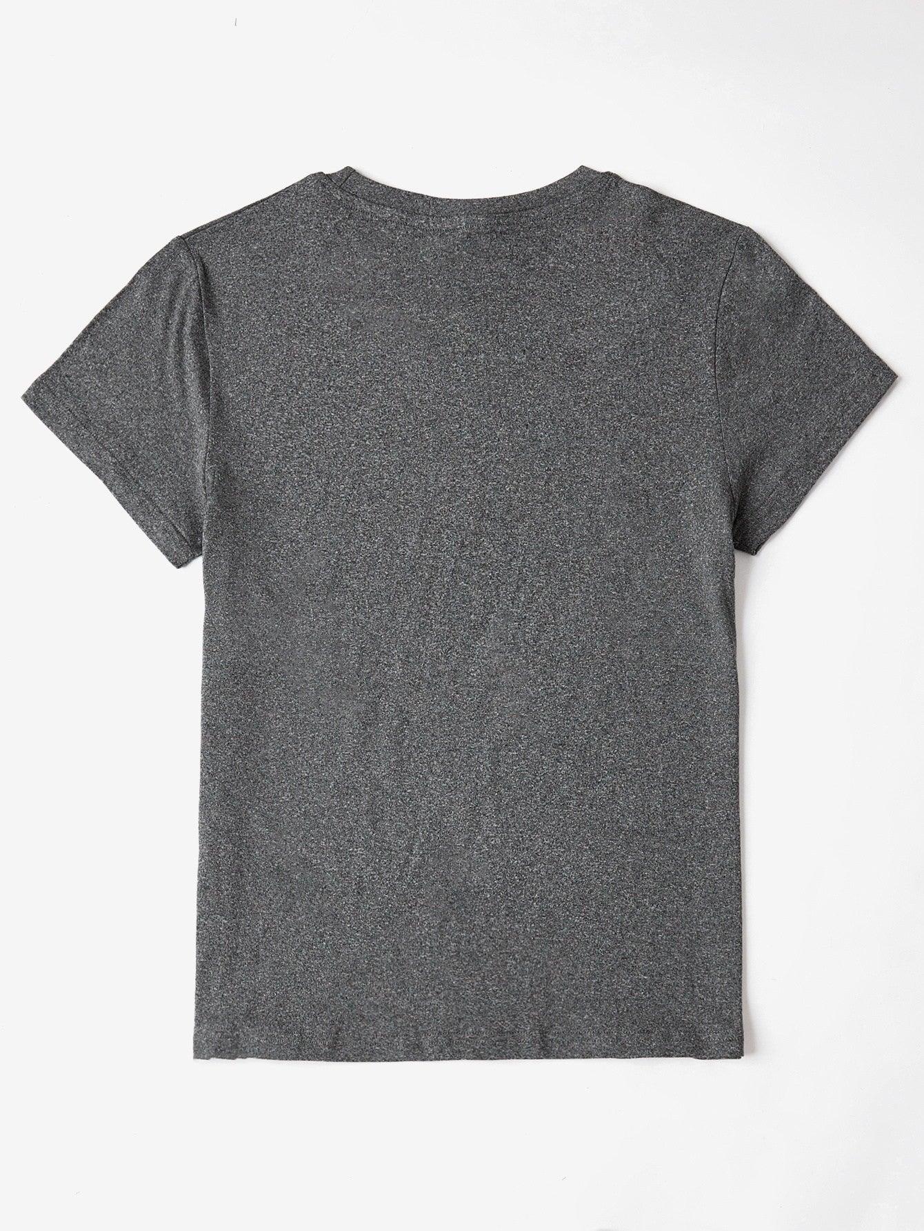 Letter Graphic Round Neck Short Sleeve T-Shirt - Curated by tt