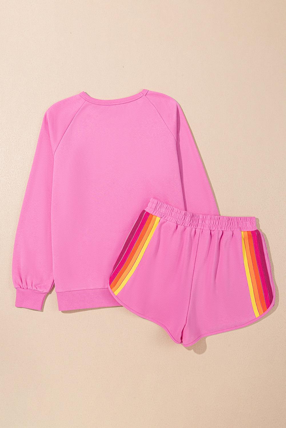 Bonbon Striped Pullover & Shorts Set - Curated by tt