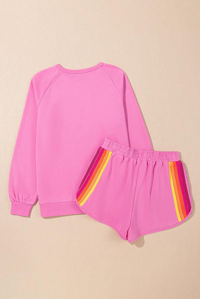 Bonbon Striped Pullover & Shorts Set - Curated by tt