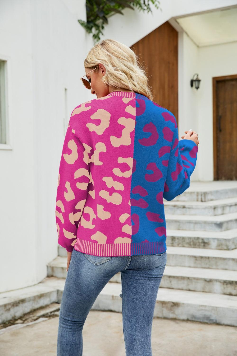 Mandy Leopard Button Up Dropped Shoulder Cardigan - Curated by tt
