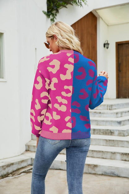 Mandy Leopard Button Up Dropped Shoulder Cardigan - Curated by tt