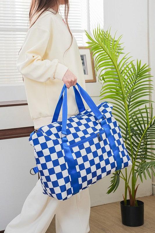 Zenana Checkered Multi-Pocket Travel Bag - Curated by tt