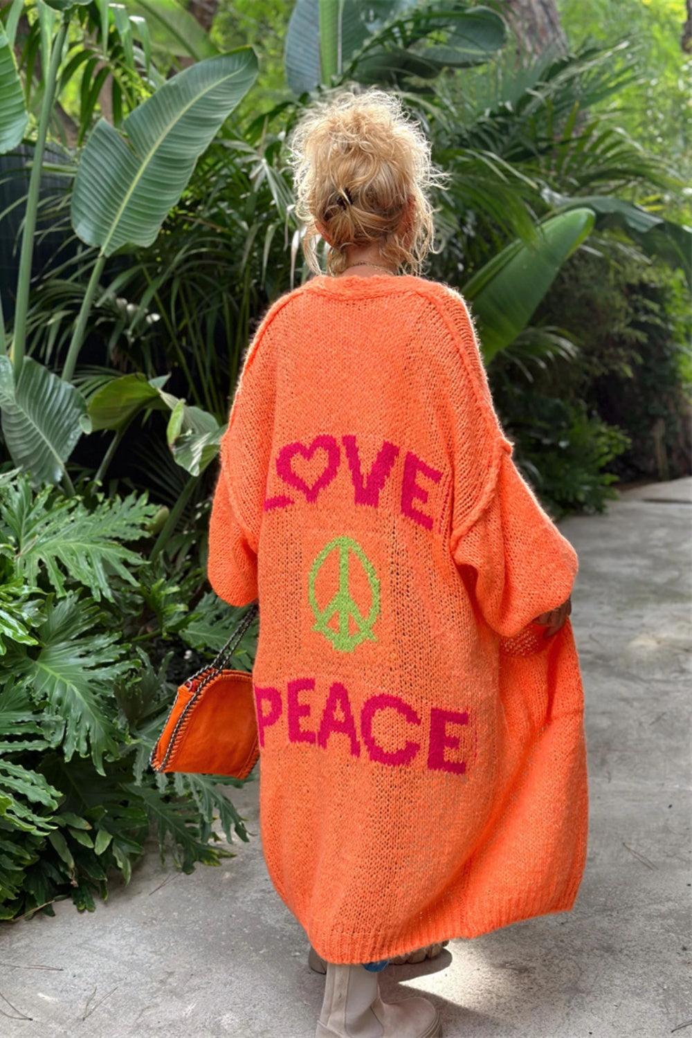 Letter Dropped Shoulder Long Sleeve Cardigan - Curated by tt