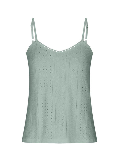 Eyelet Lace Detail V-Neck Cami - Curated by tt