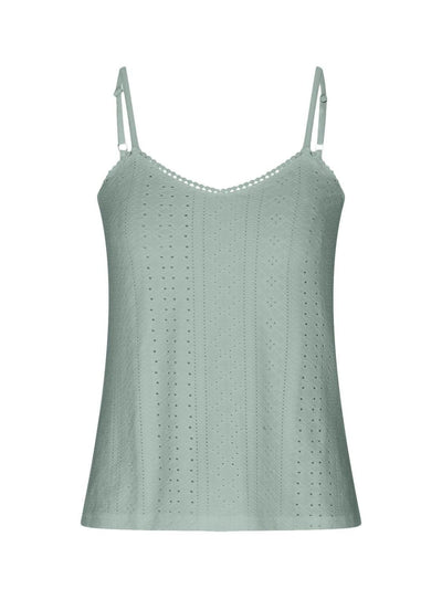 Eyelet Lace Detail V-Neck Cami - Curated by tt