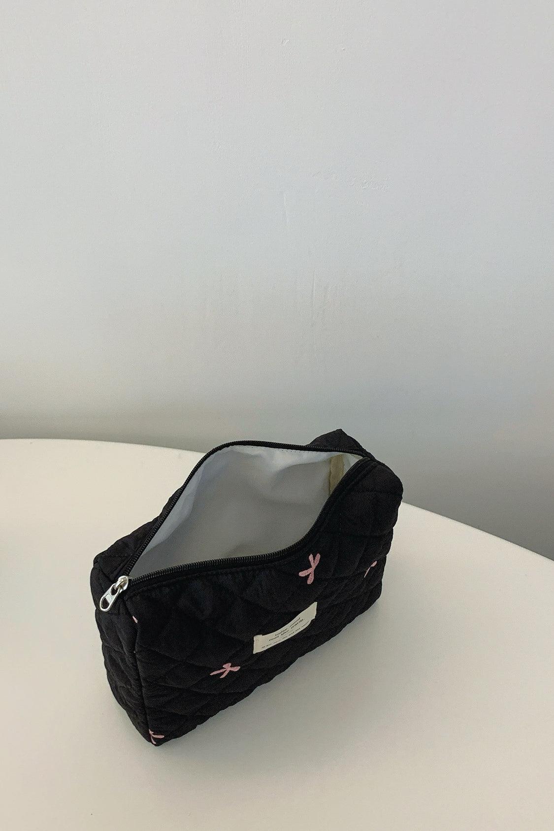 Bow Embroidered Quilted Storage Bag - Curated by tt