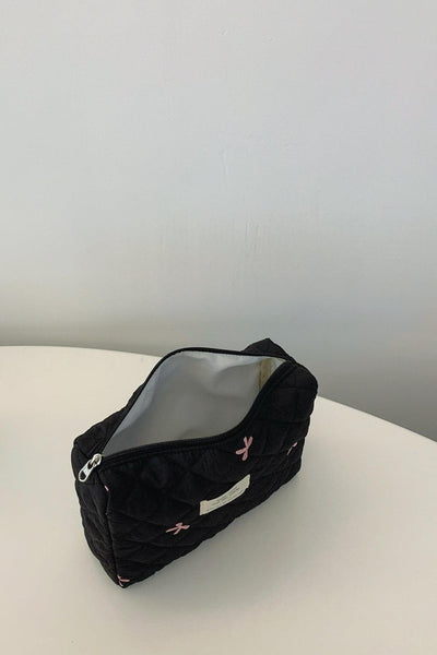 Bow Embroidered Quilted Storage Bag - Curated by tt