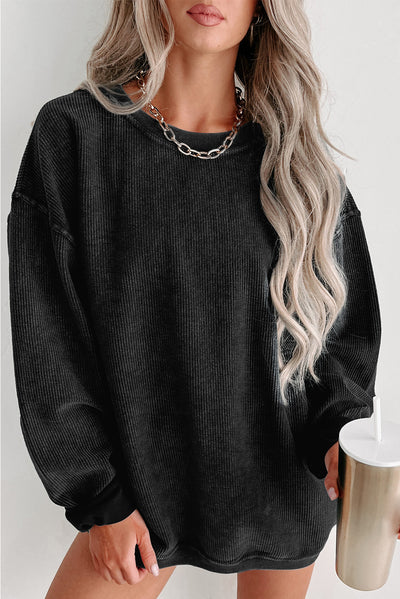 Ribbed Knit Crew Sweatshirt