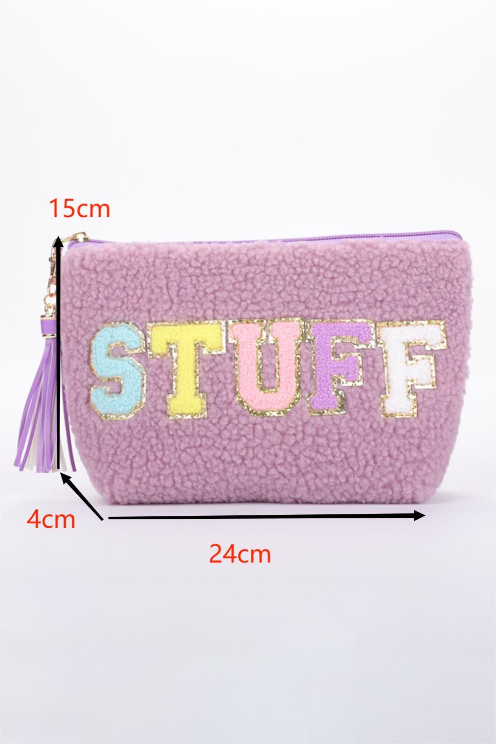 Sparkle Letter Pattern Tassel Zipper Makeup Bag - Curated by tt