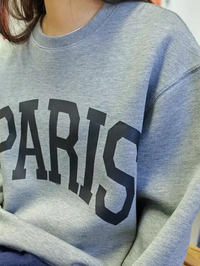Basic Bae PARIS Round Neck Long Sleeve Air Scuba Sweatshirt - Curated by tt