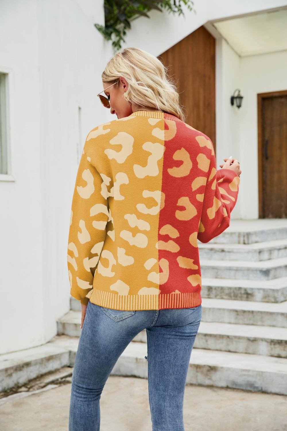 Mandy Leopard Button Up Dropped Shoulder Cardigan - Curated by tt