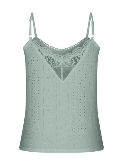 Eyelet Lace Detail V-Neck Cami - Curated by tt