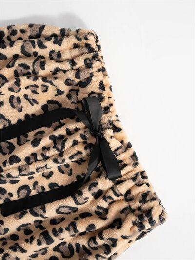 Leopard Wide Leg Plush Pants - Curated by tt