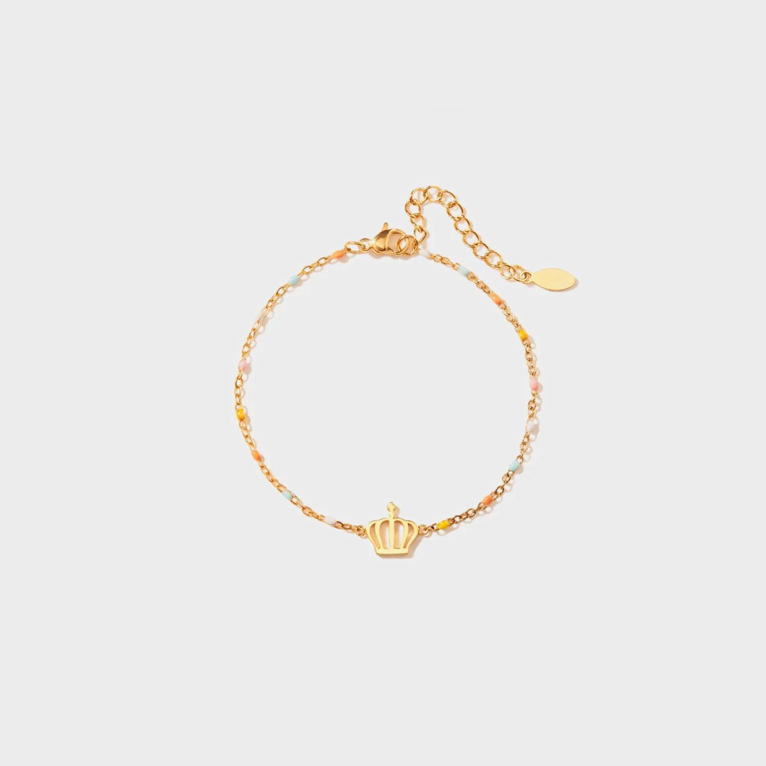 Crown Shape 18K Gold-Plated Bead Bracelet - Curated by tt