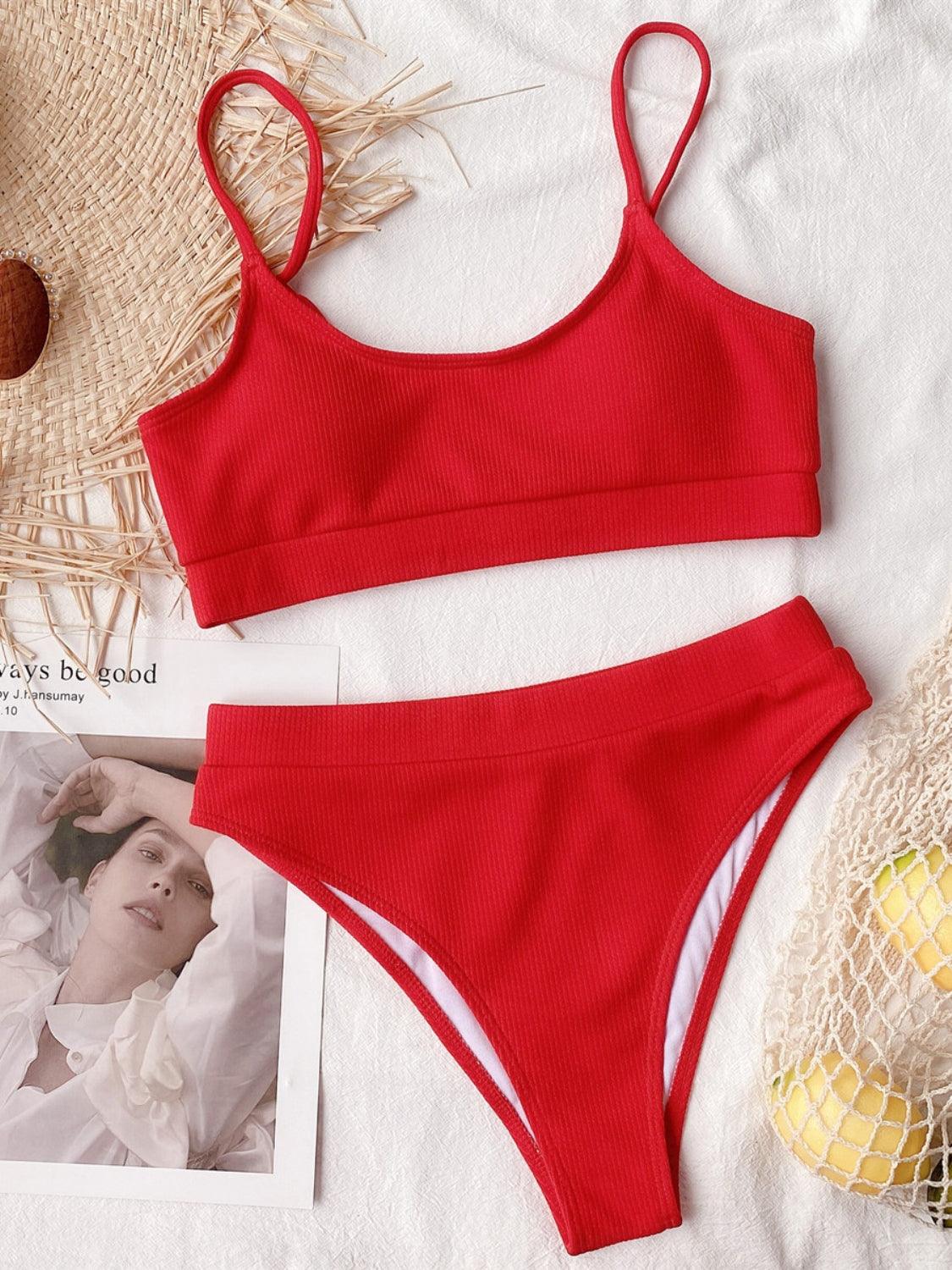 Scoop Neck Spaghetti Strap Two-Piece Swim Set - Curated by tt