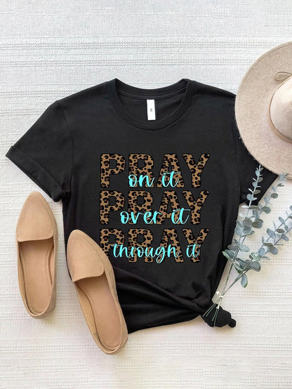 Letter Graphic Round Neck Short Sleeve T-Shirt - Curated by tt