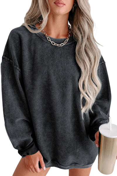 Ribbed Knit Crew Sweatshirt