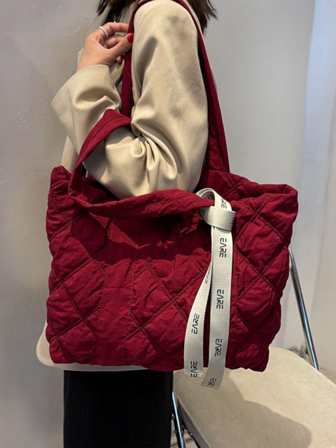 Quilted Nylon Large Tote Bag - Curated by tt