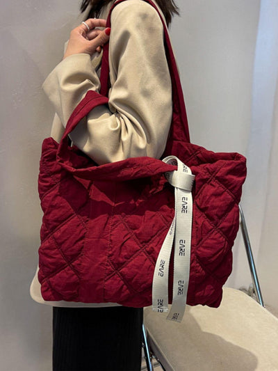 Quilted Nylon Large Tote Bag - Curated by tt