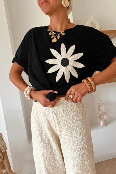 Crochet Floral Loose-Fit Tee