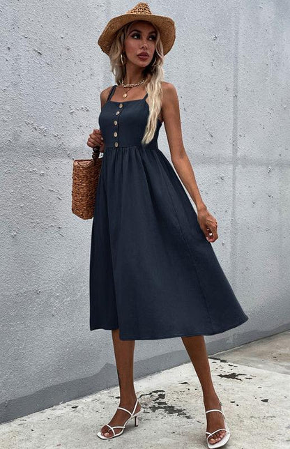 Cotton Midi Dress - Curated by tt