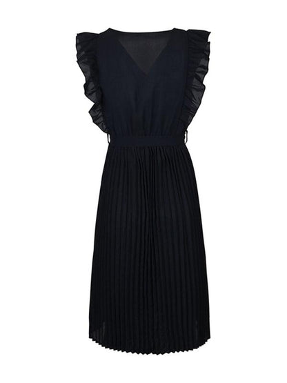 Ruffle Pleated Sleeveless Dress - Curated by tt