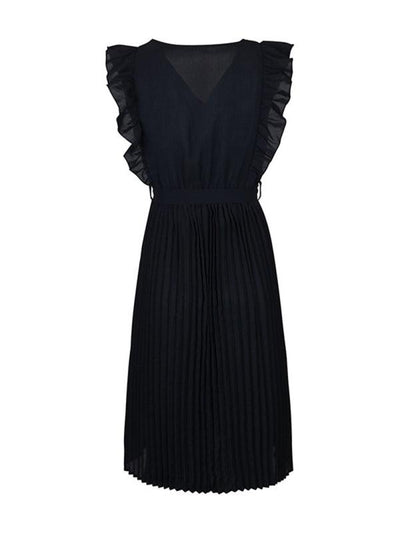 Ruffle Pleated Sleeveless Dress - Curated by tt