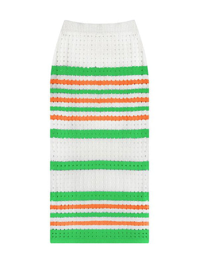 Women's Striped Hollow Short Vest + Slit Long Skirt Two-Piece Suit - Curated by tt