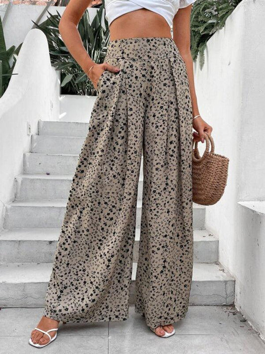 Loose High Waist Drape Wide Pants - Curated by tt