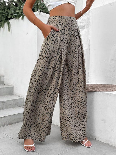Loose High Waist Drape Wide Pants - Curated by tt