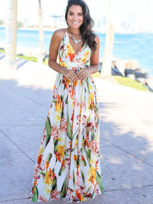 Printed Maxi Dress - Curated by tt
