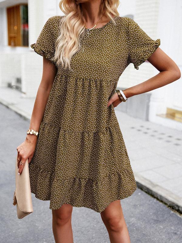 Relaxed Loose Resort Print Layered Dress - Curated by tt