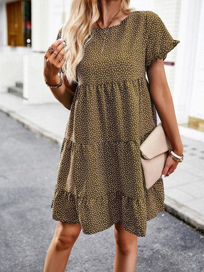 Relaxed Loose Resort Print Layered Dress - Curated by tt