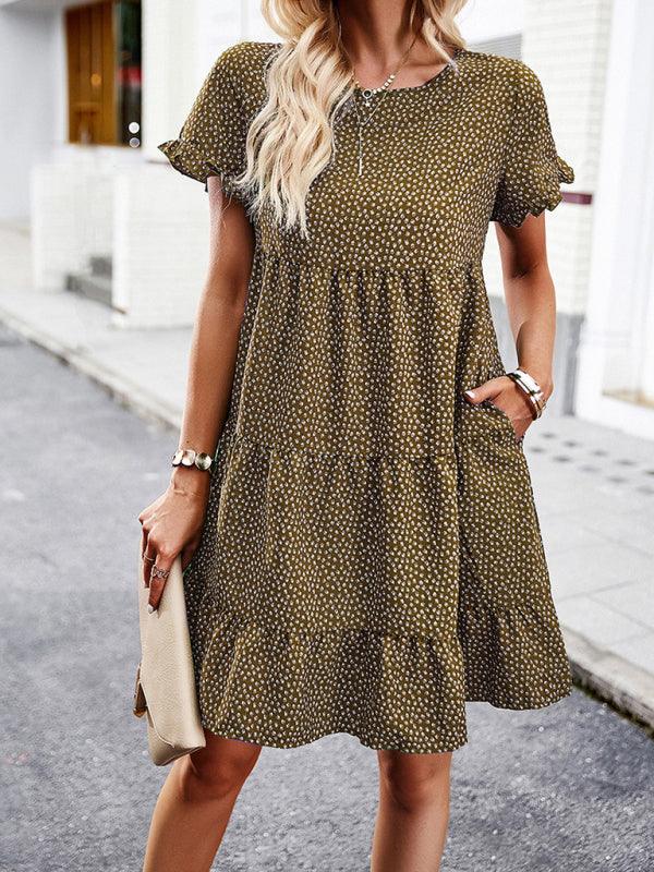 Relaxed Loose Resort Print Layered Dress - Curated by tt