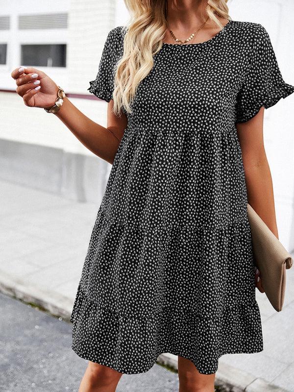 Relaxed Loose Resort Print Layered Dress - Curated by tt
