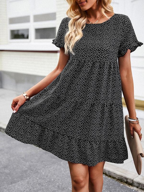 Relaxed Loose Resort Print Layered Dress - Curated by tt