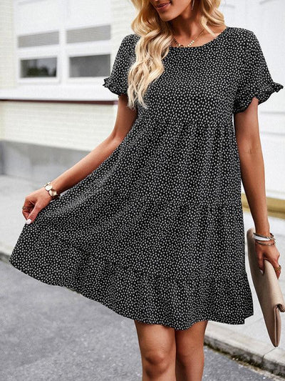 Relaxed Loose Resort Print Layered Dress - Curated by tt