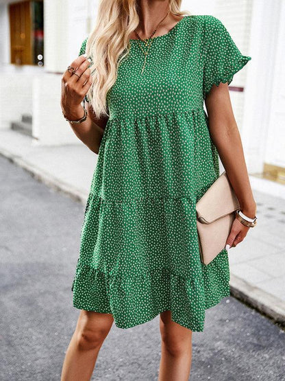 Relaxed Loose Resort Print Layered Dress - Curated by tt