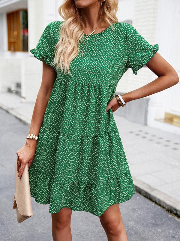 Relaxed Loose Resort Print Layered Dress - Curated by tt