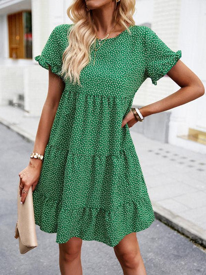 Relaxed Loose Resort Print Layered Dress - Curated by tt