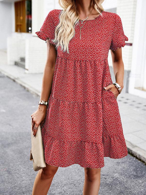 Relaxed Loose Resort Print Layered Dress - Curated by tt