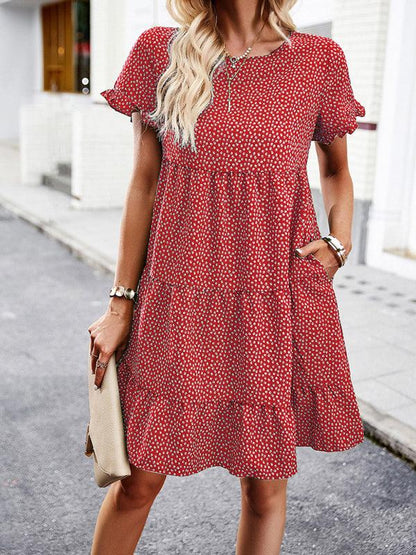Relaxed Loose Resort Print Layered Dress - Curated by tt