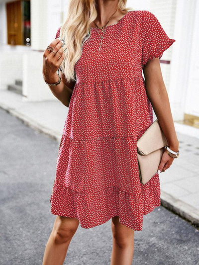 Relaxed Loose Resort Print Layered Dress - Curated by tt
