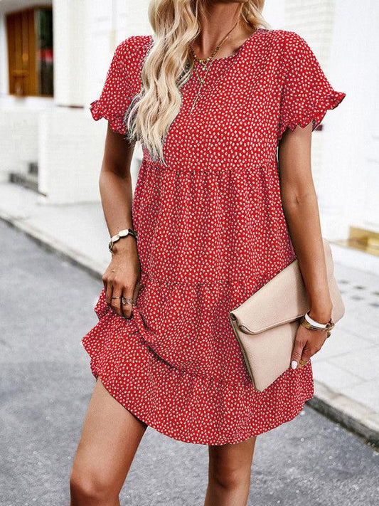 Relaxed Loose Resort Print Layered Dress - Curated by tt